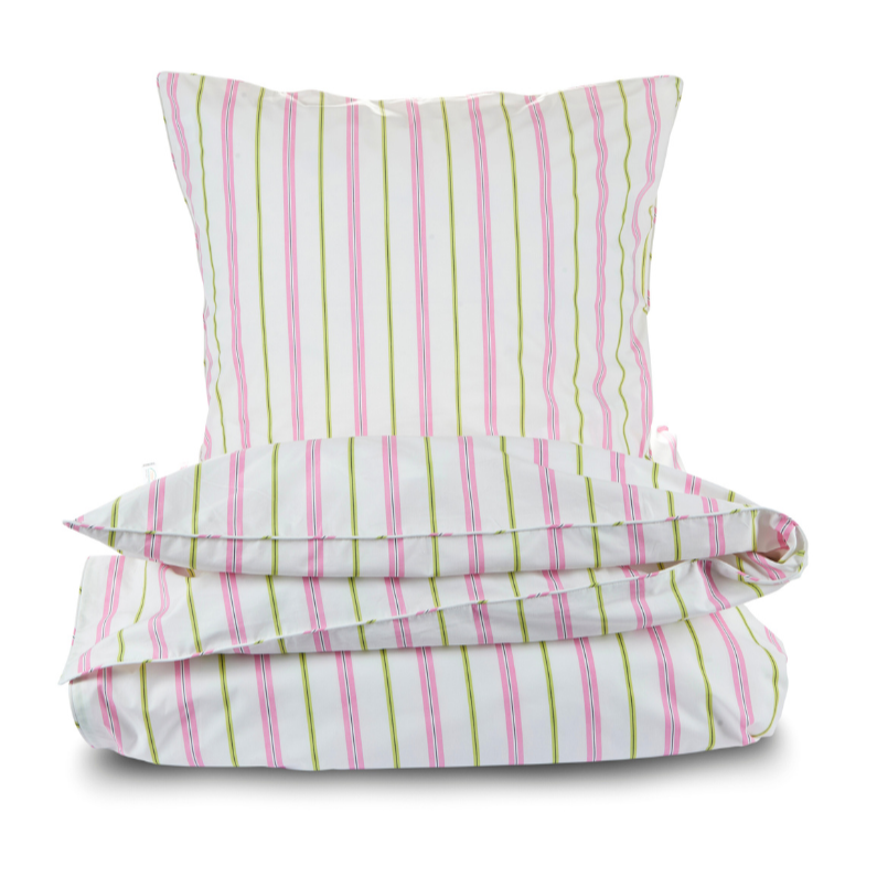 Lollipop Stripe sengesæt - pink/grøn